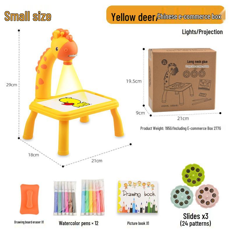 Проекционный чертежный стол Zhile Little Deer: Многофункциональная мультяшная доска для граффити со звуком и светом для детей