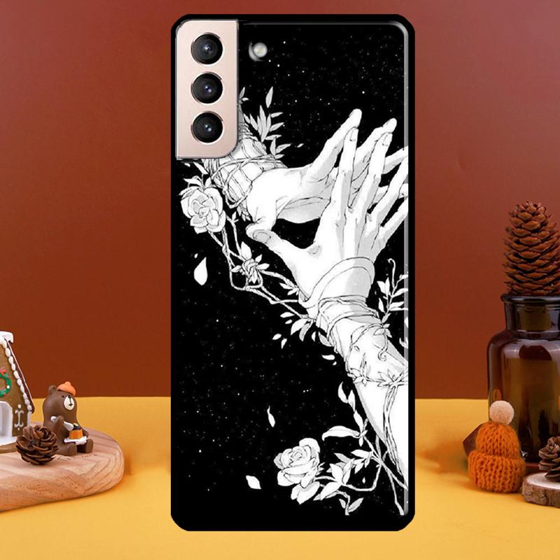 Аниме эстетический черный чехол для телефона Samsung Galaxy S20 FE S21 S22 Note 20 Ultra Note 10 S8 S9 S10 Plus Cover