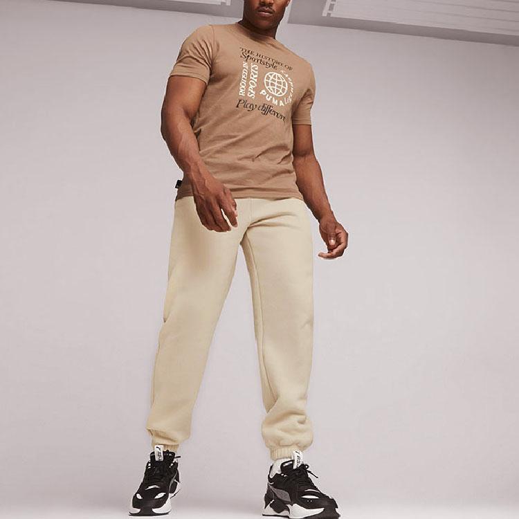 Puma Однотонные повседневные трикотажные спортивные брюки средней посадки для мужчин цвета хаки 625298-88