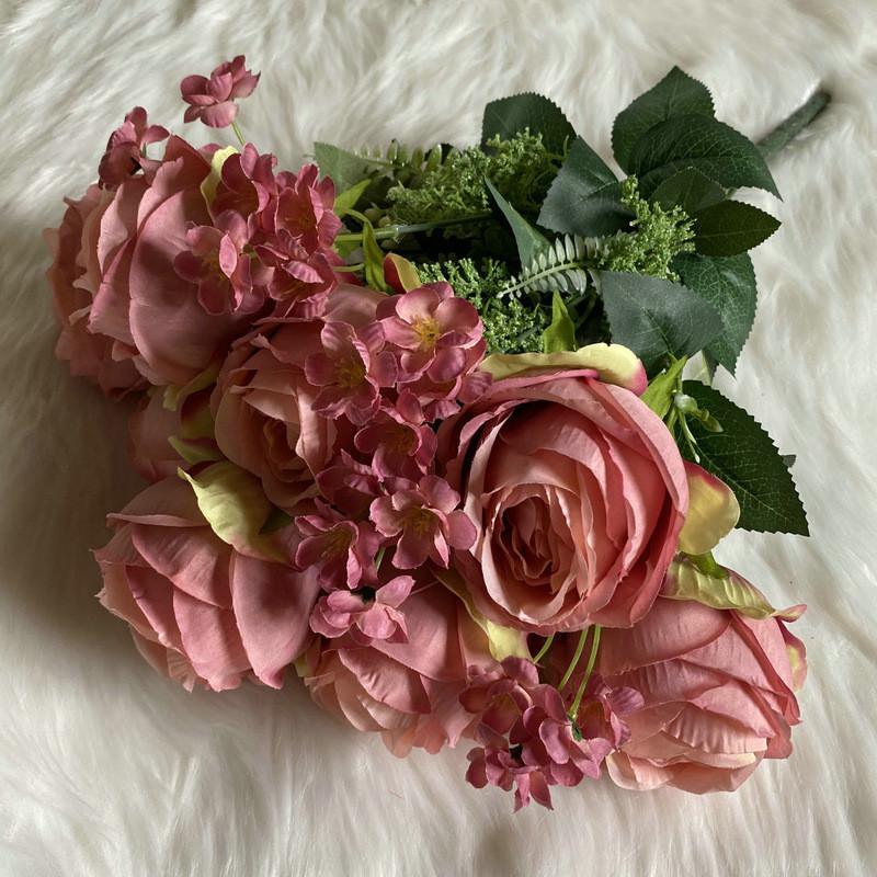 European Wedding Hall Flower Material With Faux Rose For Restaurant Decor