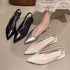 Fashion Summer New Women High Heel Sandals Fashion Pointed Toe Shallow Slip On Ladies Elegant Slingback Shoes Thin Med Heel Dress Mules