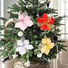 New 26CM Artificial Poinsettia Flower Sequins Sparkling Simulation Flowers Glitter Christmas Glitter Flower New Year Festival