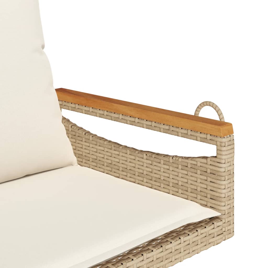 Hanging Chair with Cushions Beige 63 x 62 x 40 cm Poly Rattan