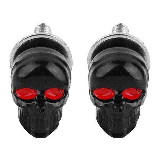 1 Pair Motorcycle Car Accessories Skull License Plate Frame Bolts Screw Fastener