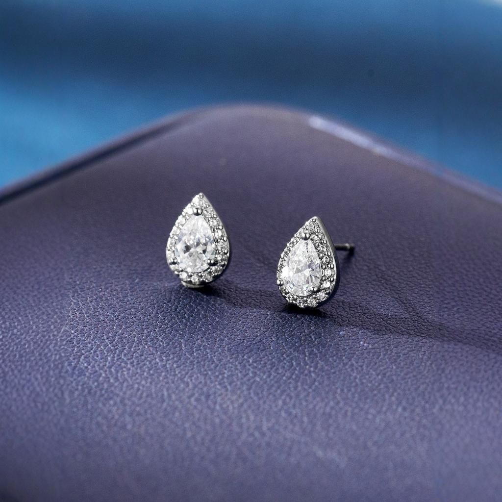 Свадебные украшения Европейская и американская мода Свадебные серьги-пусеты с цирконом в виде капли воды Изящные серьги для женщин Темпераментные серьги Горячие