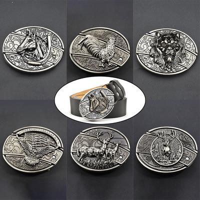 Винтажная металлическая пряжка для ремня для мужчин панк вестерн ковбойский поясной ремень стильная гравированная пряжка с животным новинка пряжки аксессуары