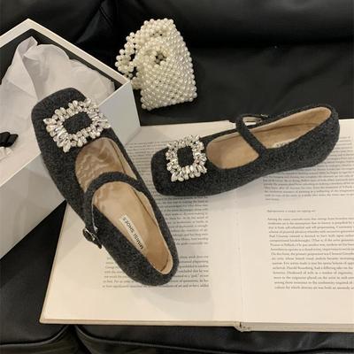 Французские туфли Мэри Джейн в стиле ретро со стразами, осень-зима 2025, с бантом, на скрытой платформе, с мелким вырезом, в стиле маленькой француженки