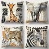 Double-Sided Printed Pillow Covers, Giraffe Elephant Leopard Zebra Art Decorative Throw Pillow Cases, Tribal Boho Home Decor