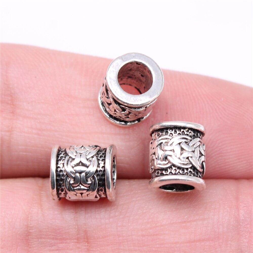 20 шт., бусины-разделители с большими отверстиями, подвески, подвески, подвески, античное серебро, цвет 9X9X8 мм