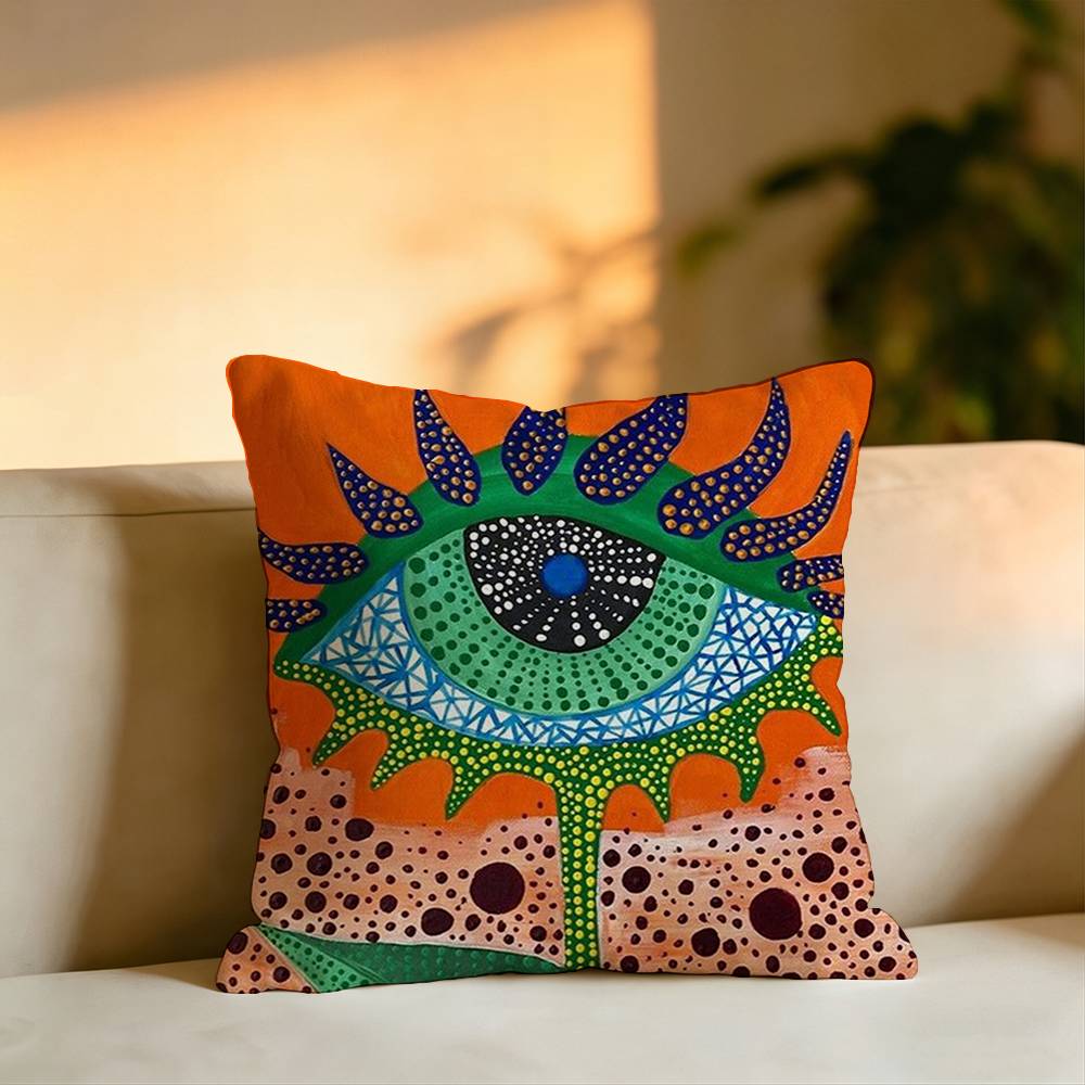 YYayoi Art KKusama Pillow Case Square DoubleSided Sofa Cushion Cover Bedroom Bedside Pillow