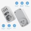 Tessan Socket Adapter USA Canada France with 3 USB and 1 USB C,Socket Adapter EU To USA, Socket Adapter EU To Canada Mexique Thailande,Type B