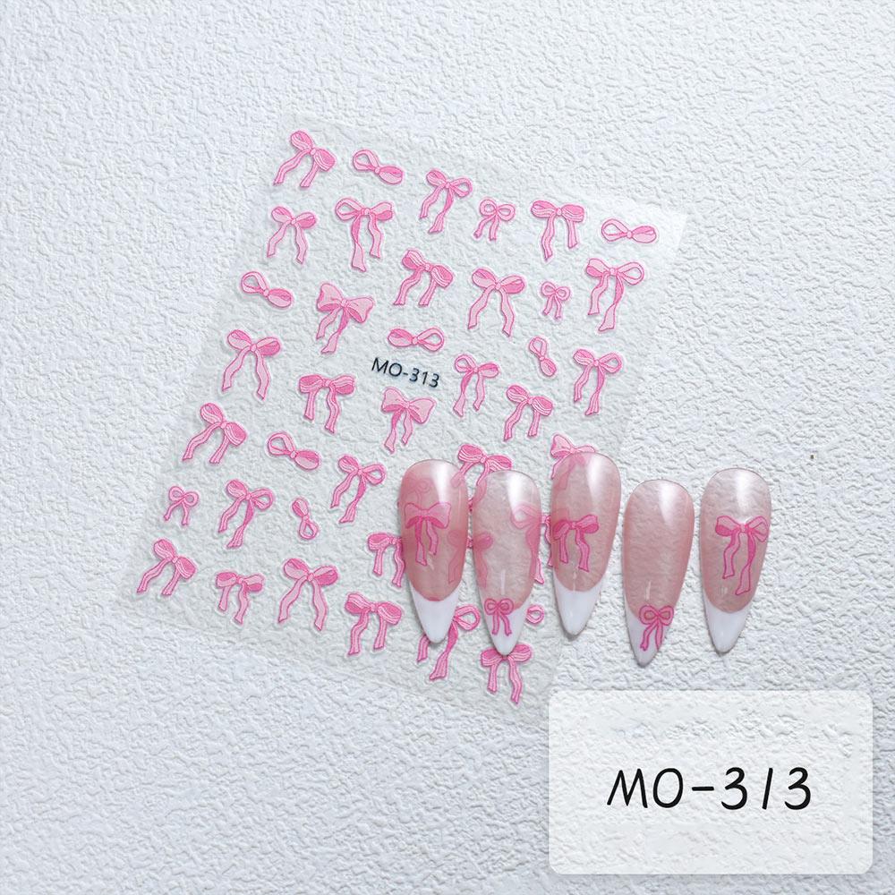3D Embossed Bowknot Flower Nail Art Sticker Self-Adhesive Slider Nail Art for Women Girls