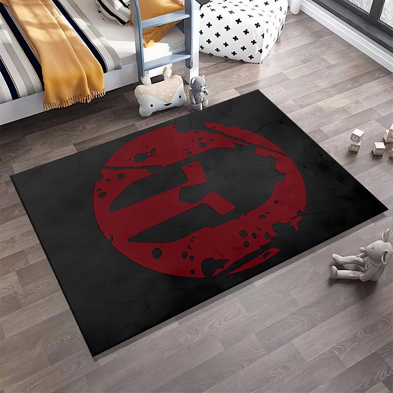 Spartan Helmet Design Carpet, Black and Red Rug for Home Decor Suitable for use as an anti-slip for living room bedroom sofas