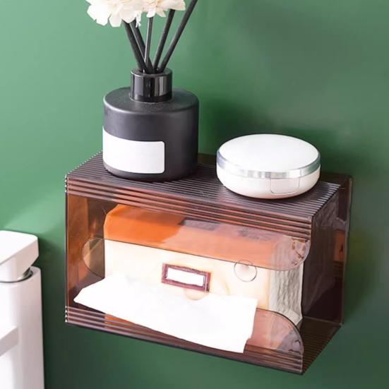 Настенный держатель для салфеток большой вместимости с прозрачным дизайном, простая установка, коробка для туалетной бумаги для ванной комнаты