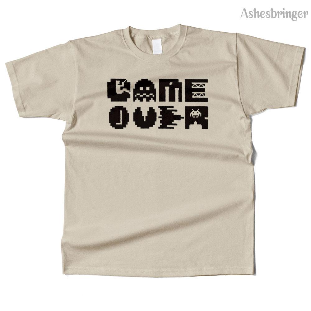 Mens Cotton Vintage Game Over 8 Bit Graphic Cute T Shirt Street Casual Style Tee for Men and Women