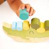 Jouet Éducatif - Coco Balance - Crocodile en Bois - Cylindres Empilables - Motricité Fine - Créativité