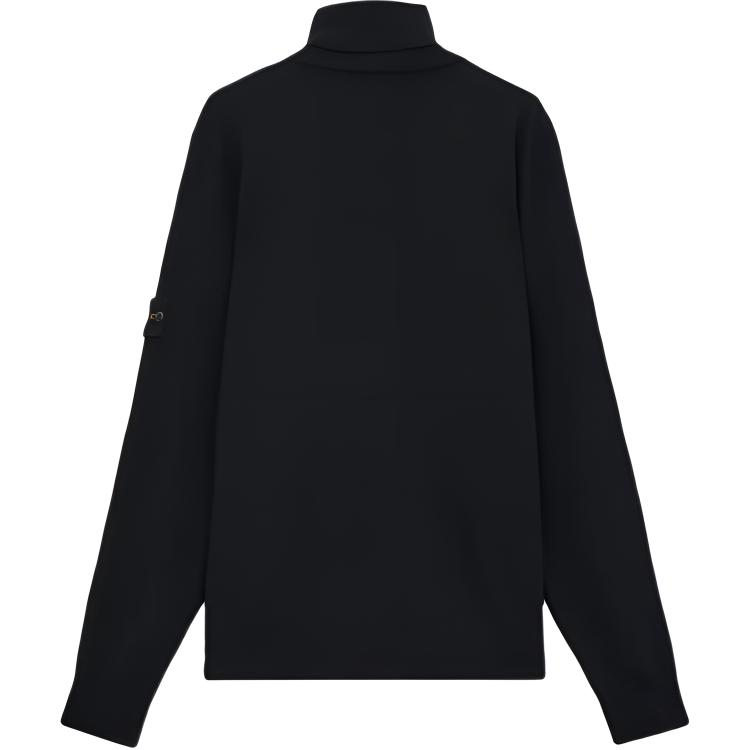 STONE ISLAND Однотонный свитер-пуловер с высоким воротником и вышитым логотипом, мужской, черный 8115525C4-A0029