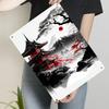 Japanese Traditional Red Temple  Fuji Mountain Metal Wall Art Ink Painting Style Iron Decor for Home Office