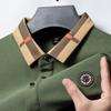 Мужская летняя высококачественная деловая повседневная рубашка поло модная быстросохнущая из ледяного шелка из чистого хлопка с вышивкой футболка с коротким рукавом