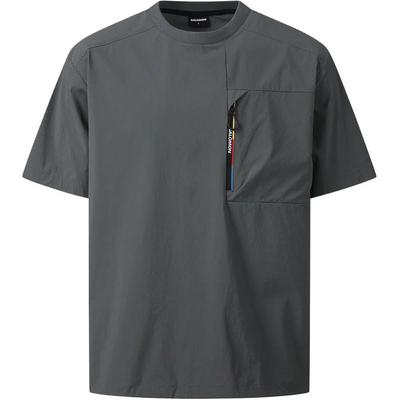 SALOMON Uni Blast Тканая Функциональный Карман Модный Универсальный Свободный Футболка с Коротким Рукавом Унисекс Топы Серый C28134