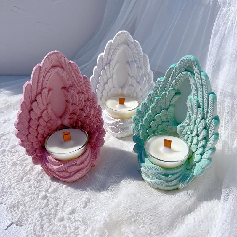 Latest Models Angel Wings Silicone Candle Mold for Candle Holder Tea Light Cement Candlestick Jar Gypsym Concrete Succulent