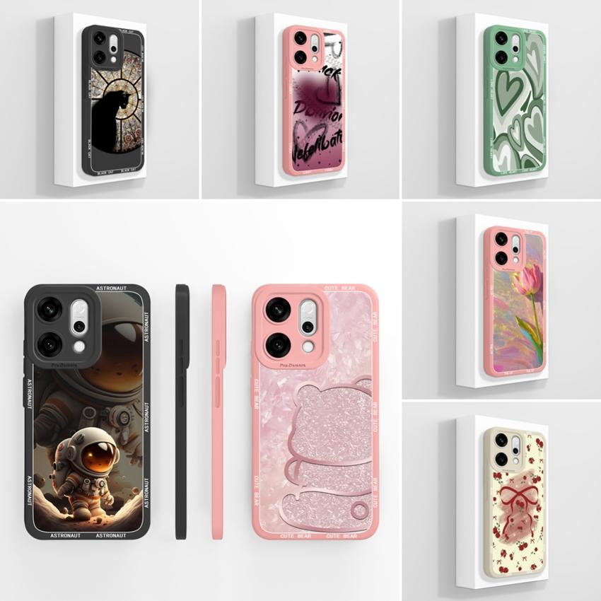 Чехол для Oppo Reno14 13 12 11 10 2 Pro 2Z 13F Чехол для телефона Милый узор с астронавтом Мягкий Тонкий Жидкий Силикон Пылезащитный Защитный Чехол для Корпуса Oppo