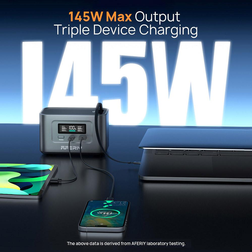 AFERIY Nano100 Портативная электростанция, 100 Вт 99.2 Вт·ч, Телескопический кабель Type-C, Можно брать на борт самолета, Полная зарядка за 1.5 часа