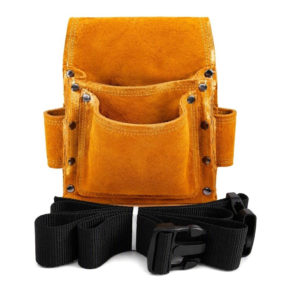Portable Waist Tool Bag Leather Drill Bag Durable Nail Tool Pouch Woodworking