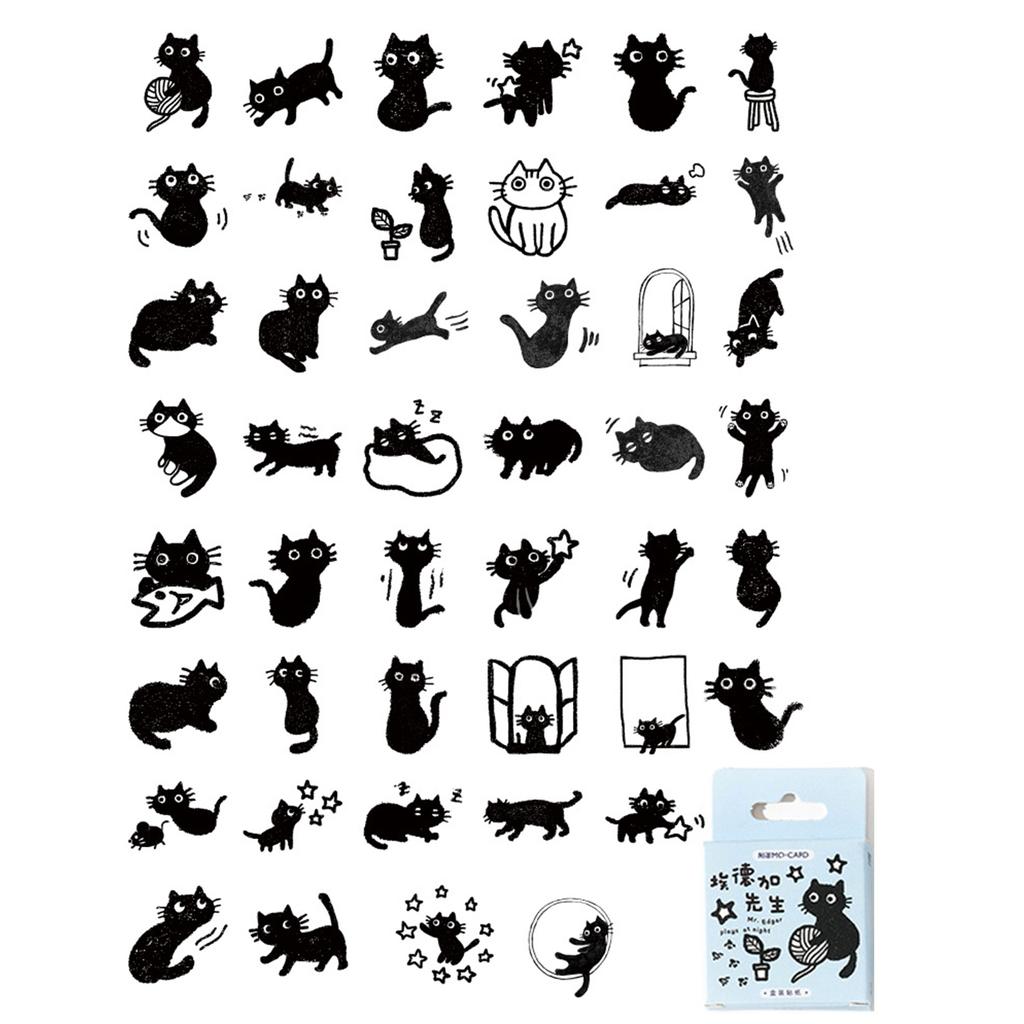 45x/Box Тематические наклейки с кошками Наклейки на бутылки с водой Декоративные наклейки Наклейки с животными для скейтбордов Скрапбукинг