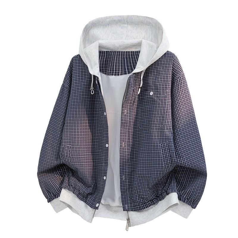 Unisex Trendy Hooded Faux Two-Piece Jacket for Youthful Style