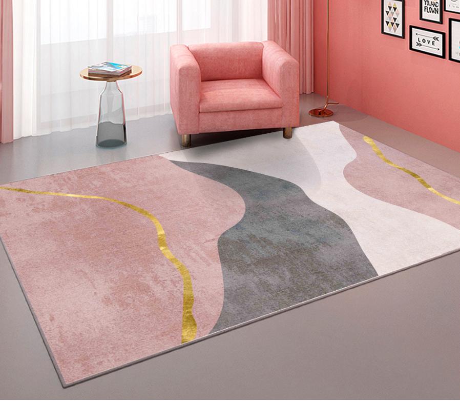 Pink Simplicity Creative Carpet Living Room Light Luxury Minimalism Bedroom Decoration Rug Girl Room Non-slip Floor Mat Washable