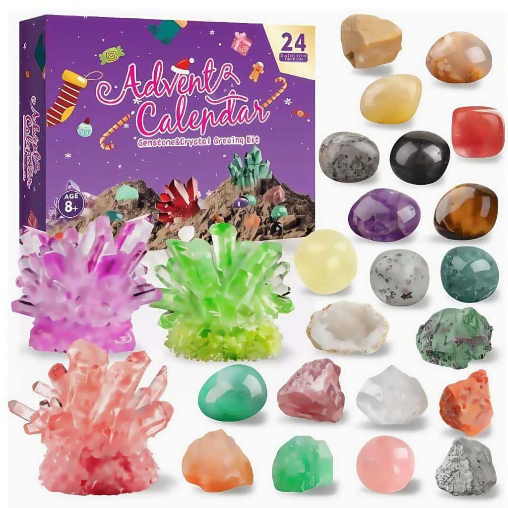 Christmas Mineral Stone Blind Box, Kids Mystery Rock Digging Exploration Kit, Natural Gemstone Art Ornament Desktop Decor
