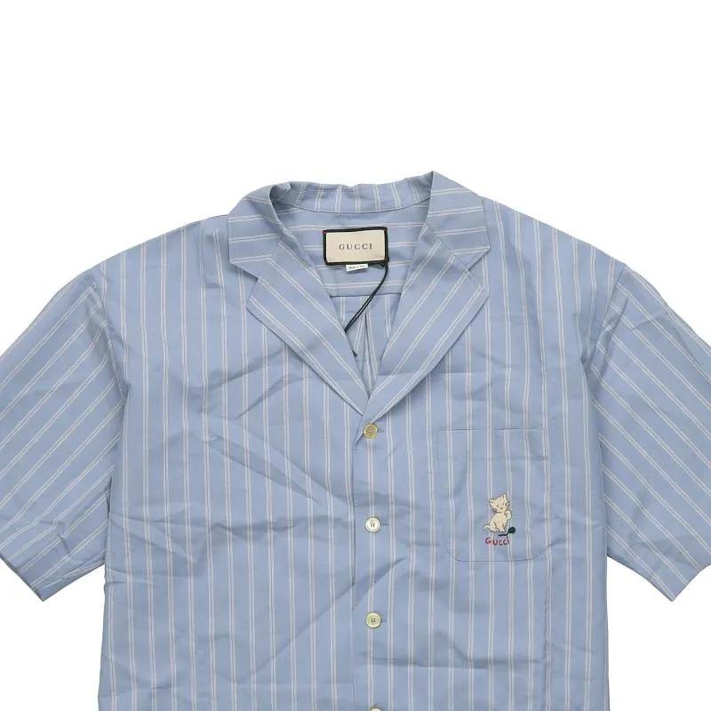 GUCCI Shirts Men's Blue Cuban Collar Moderate (Unisex) Shirts 618920 ZAE5V 4053