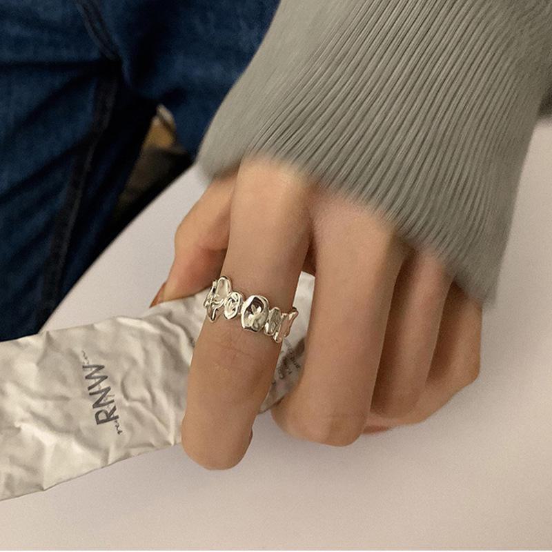 925 Silver-Plated Irregular Plain Ring for Women - Korean Simple & Trendy Design, Non-Fading