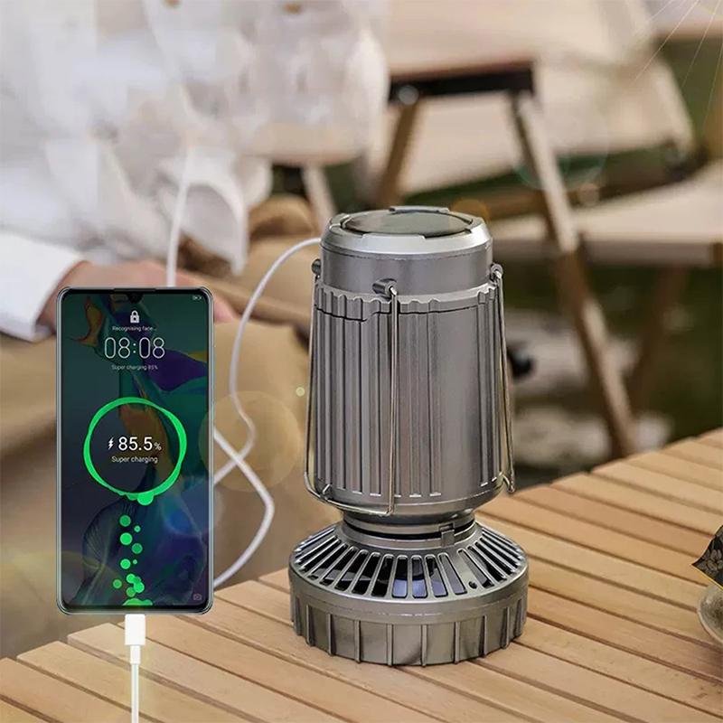 Outdoor Solar Camping Light Portable With Fan Solar Charge Hanging Tent Lamp Rechargeable Camping Flashlight Powerful Hand Lamp