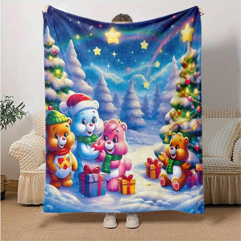 1Pc Christmas Bears Presents Blanket Soft And Comfortable Casual Warm Camping Travel Christmas Halloween Gift M921147