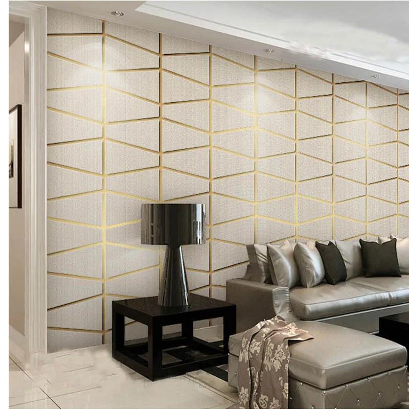 Modern Geometric Pattern Living Room TV Background Wall Velvet Wallpaper Thickened Non-woven 3d Sofa Background Wallpaper
