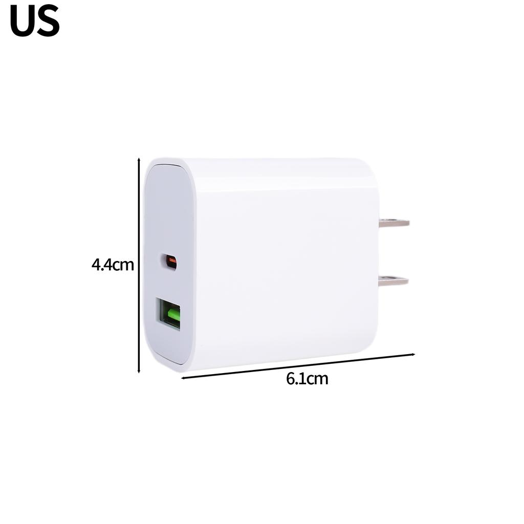 5V USB C Настенный блок зарядки 20W Двухпортовый PD Power Type C Зарядный штекер для iPhone iPad Samsung Galaxy Xiaomi Быстрая зарядка
