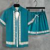 Summer Beach Vacation Men's Shirt Short Sleeved Shorts Two-piece Set Printed Breathable Set Fashionable Men's Party Set