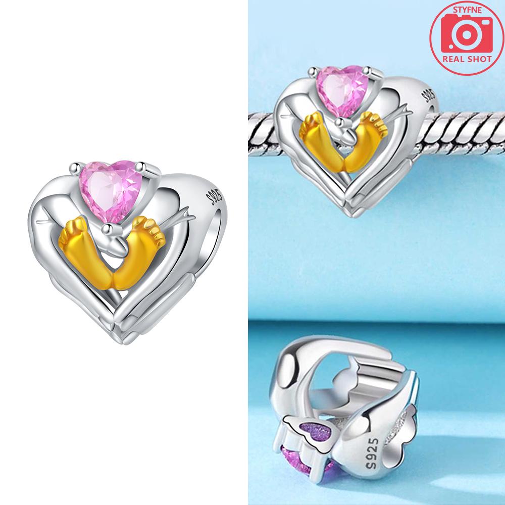 Pink Zircon Love copper Bead Charms Charm Bead Charms Compatible With Bracelets Women Jewellery Diy Anniversary Gift Delicate Accessories Bag Charm