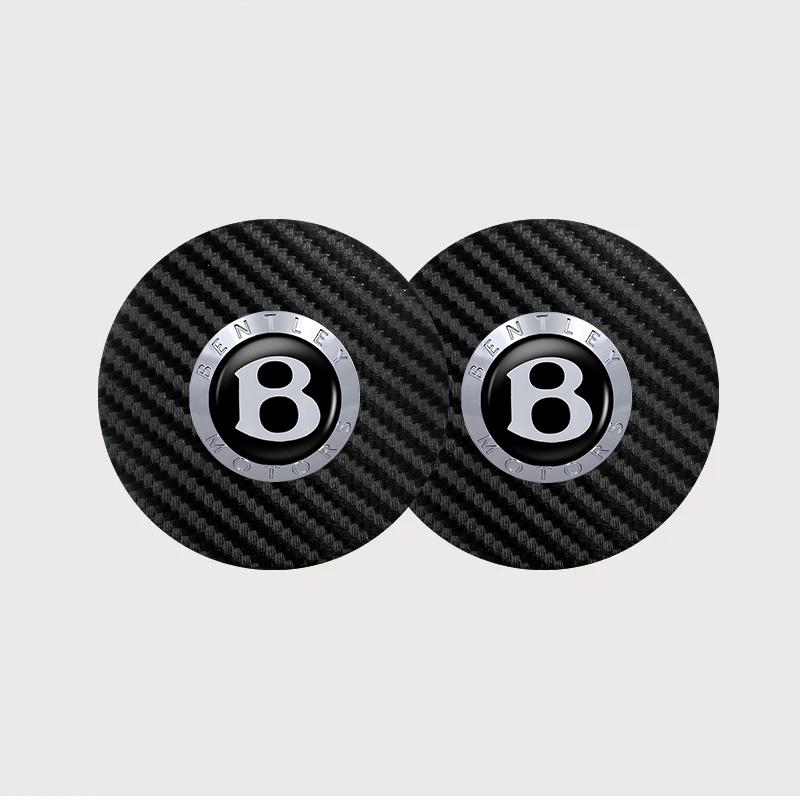 2Pcs Carbon Fiber Car Logo Coaster Water Cup Non-Slip Mat Drink Pad for New Bentley Flying Spur Continental GT Bentayga Mulsanne TH0