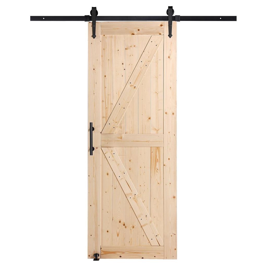 Barn Door and Hardware Kit 30" x 84" Wood Sliding Barn Door Kit Smoothly