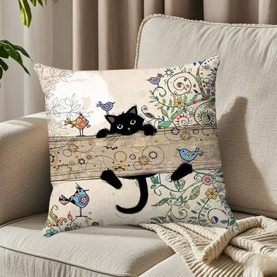 Чехол для подушки с рисунком мультяшного кота из супермягкого короткого плюшевого материала для домашнего дивана, декоративная наволочка
