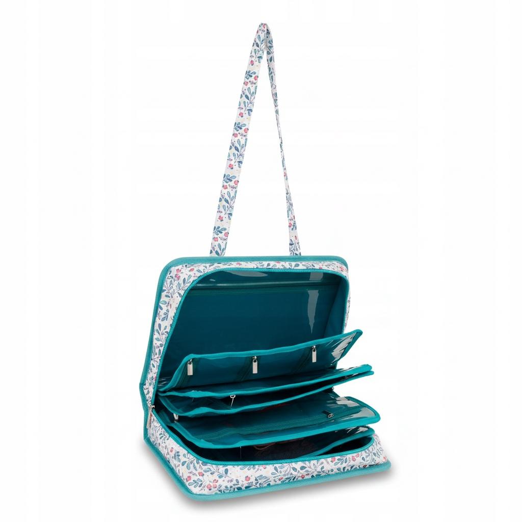 Large Organizer For Knitting Accessories, Zippered Bag With Compartments