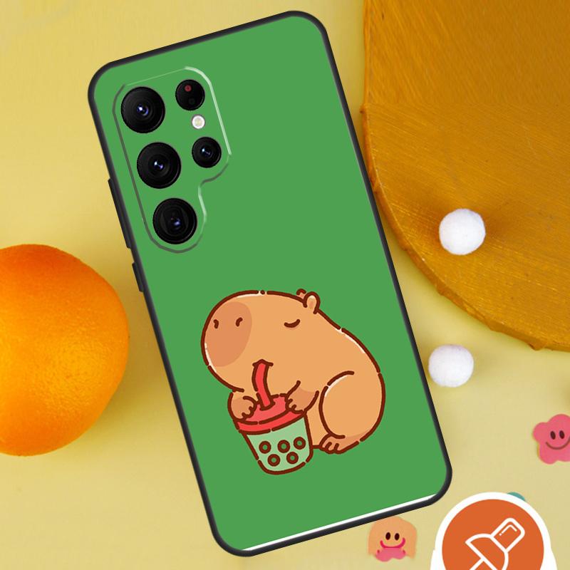 Cute Cartoon Capybara Phone Case For Samsung Galaxy S25 Ultra S24 S23 S22 S21 Ultra S9 S10 Plus S20 FE Funda Cover