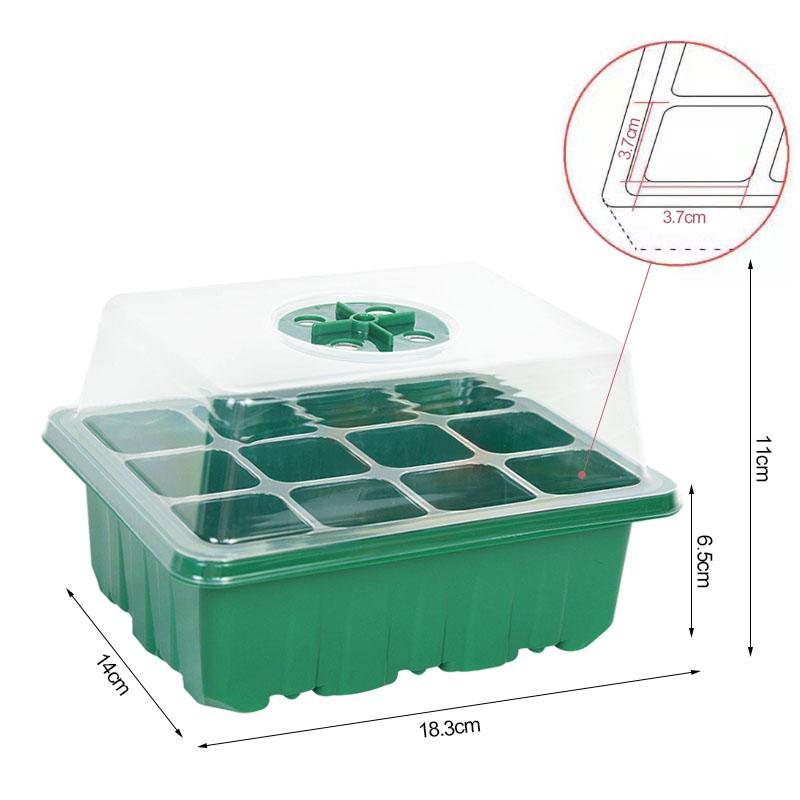 12Holes Portable Seedling Box Plastic Seed Germination Transparent Flowerpot Home Indoor Gardening Plant Cultivation Accessories