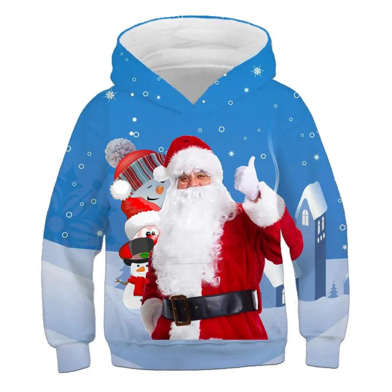 New Kid Hoodies Sweatshirt Boys Girls Christmas Printing Costume Children Clothing Family Party Santa Claus Kids Pullover Coats