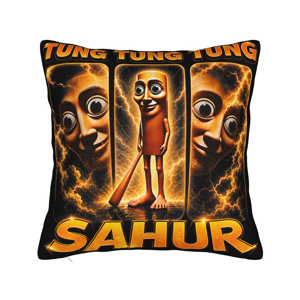 Tung Tung Tung Sahur Brainrot Funny Pillow Case Comfy Pillow Cover Kawaii Pillowcases For Sofa Home Decoration