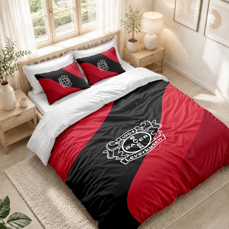 Bedding Set 1 Duvet Cover 2 Pillowcases Bayer Leverkusen Football Print Bedroom Home Decoration