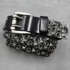 Design Punk Car Eye Hollow Rivet Men's Real Cowhide Belt Nightclub Women's Double Pin Buckle Belt